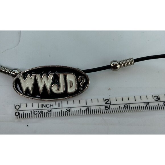 WWJD Necklace Metal Oval Pendant What Would Jesus Do Choker - Picture 3 of 5